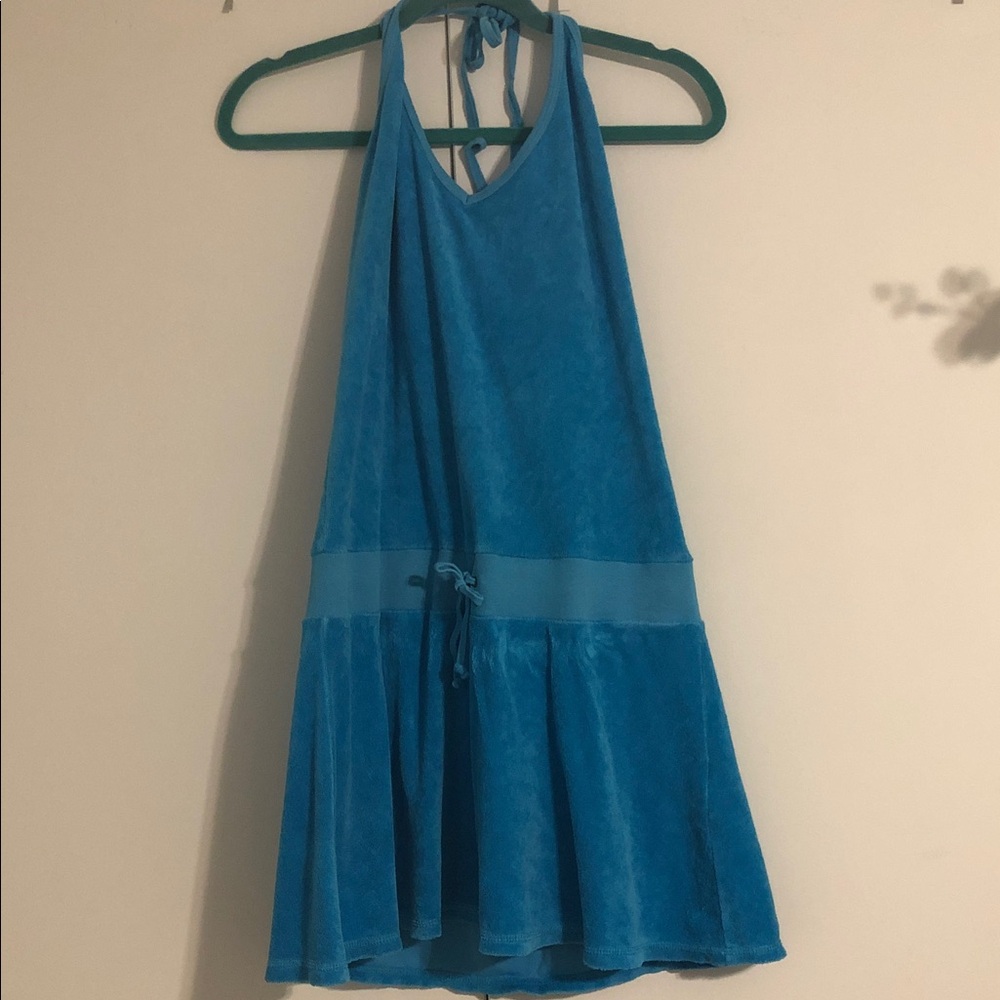 Vintage Juicy Couture Teal Blue Halter Mini Dress